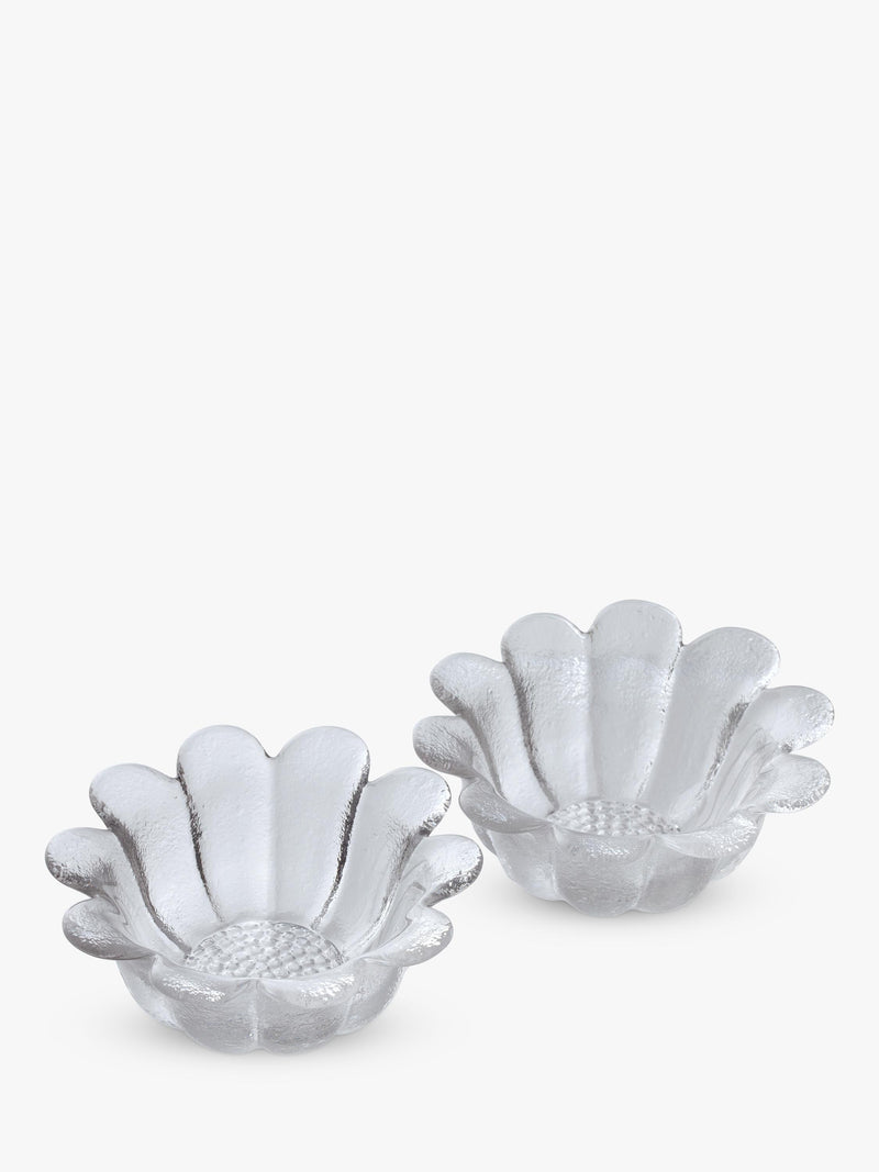 Dartington Crystal Daisy glass dish, set of 2, 16cm, clear - British product