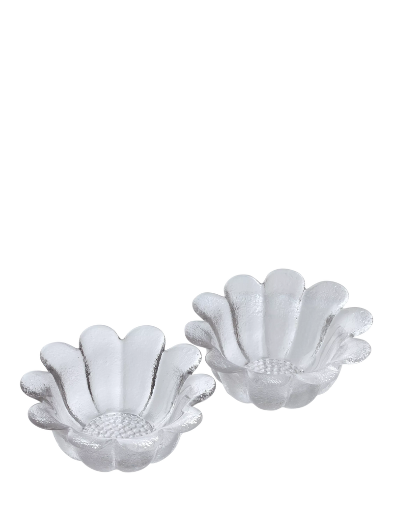 Dartington Crystal Daisy glass dish, set of 2, 16cm, clear - British product