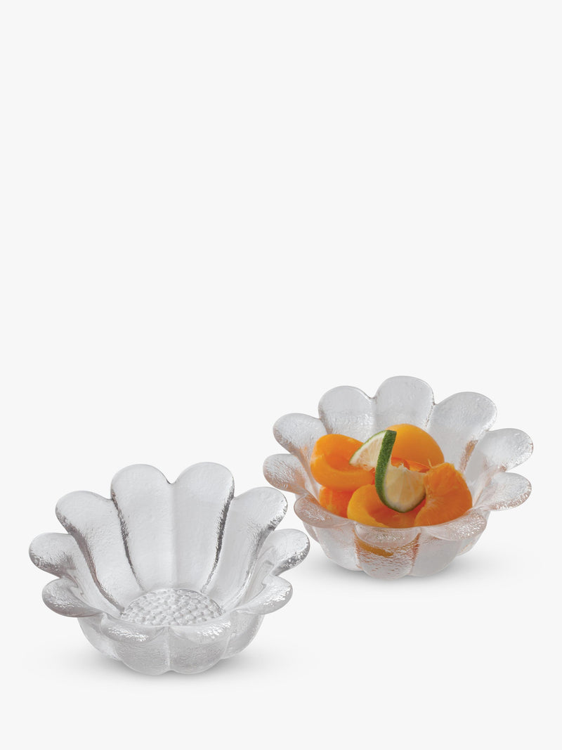 Dartington Crystal Daisy glass dish, set of 2, 16cm, clear - British product