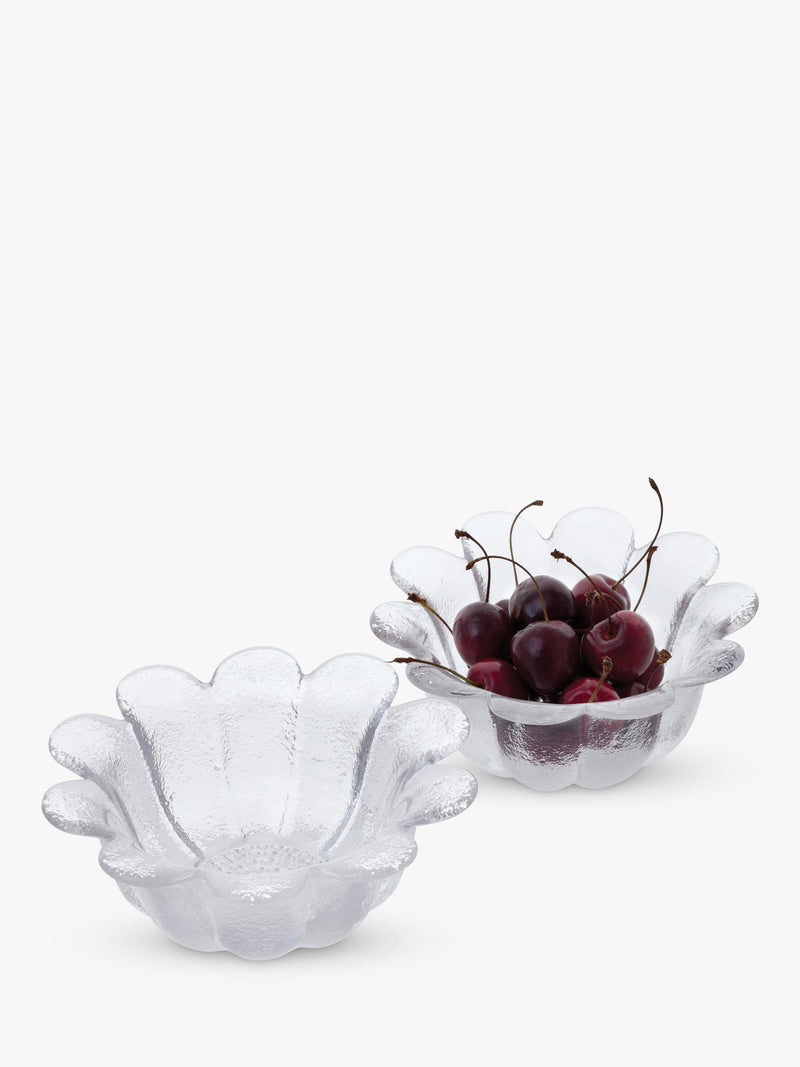 Dartington Crystal Daisy glass dish, set of 2, 16cm, clear - British product