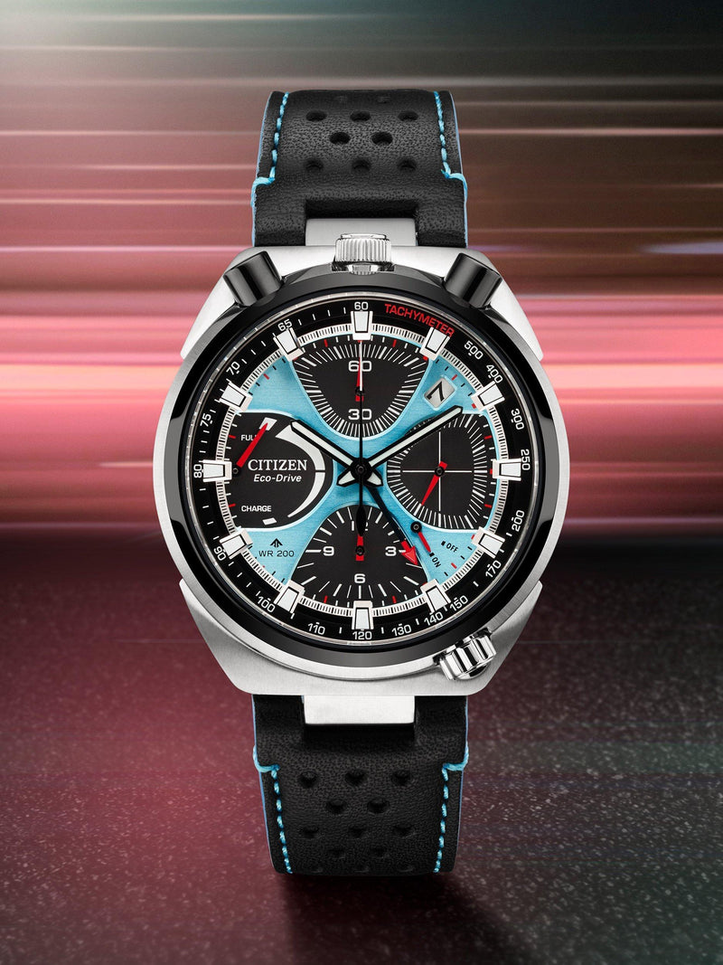 Citizen Promaster Bullhead Racing Chronograph blue dial leather strap - British product
