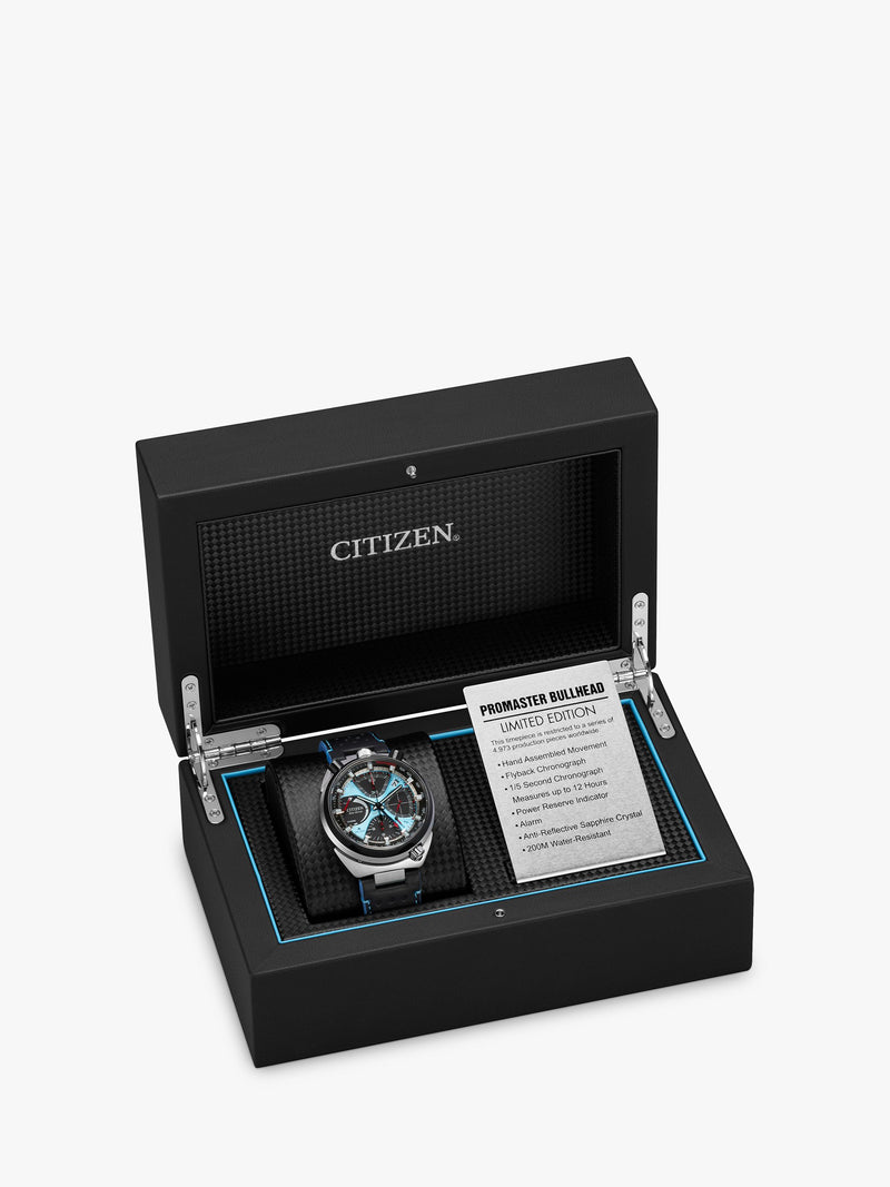 Citizen Promaster Bullhead Racing Chronograph blue dial leather strap - British product