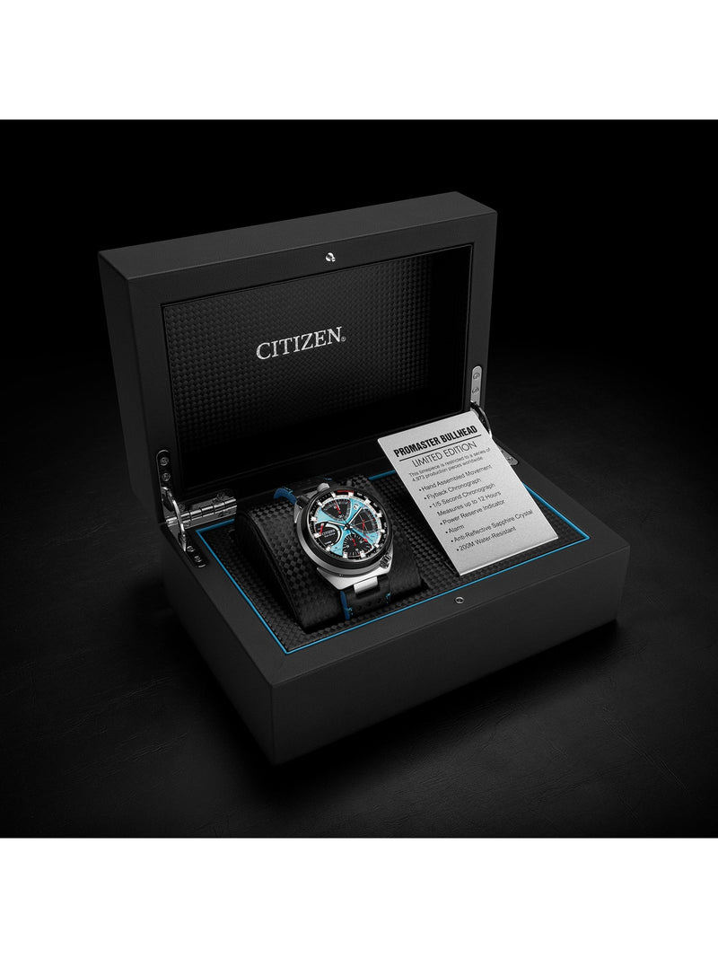 Citizen Promaster Bullhead Racing Chronograph blue dial leather strap - British product