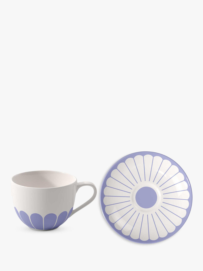 Porcelain Coffee Cup and Saucer Set 160ml Blue Floral Design