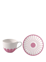 John Lewis Porcelain Coffee Cup and Saucer Set with Floral Design, 160ml, Cassis- Buy online at McGrocer