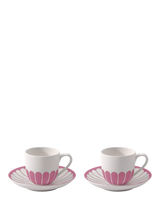 John Lewis Porcelain Espresso Cup and Saucer Set with Floral Design, 70ml, Set of 2, Cassis- Buy online at McGrocer