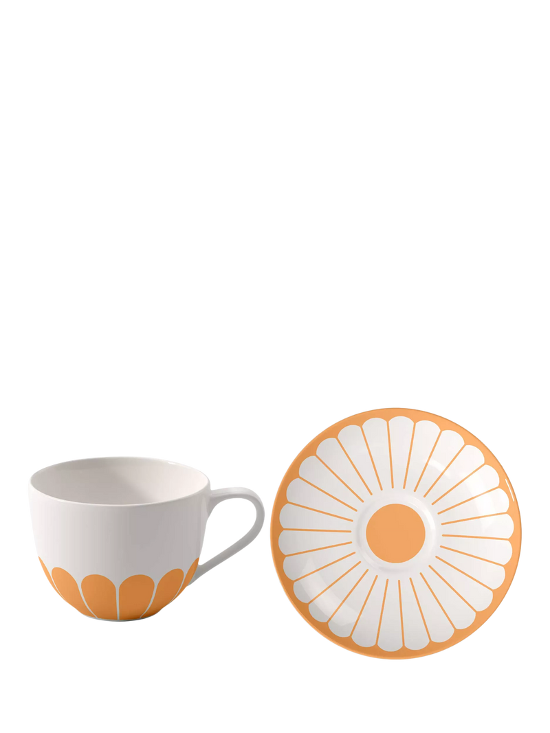 Villeroy & Boch floral porcelain cup and saucer set, 160ml, Soleil (British brand)