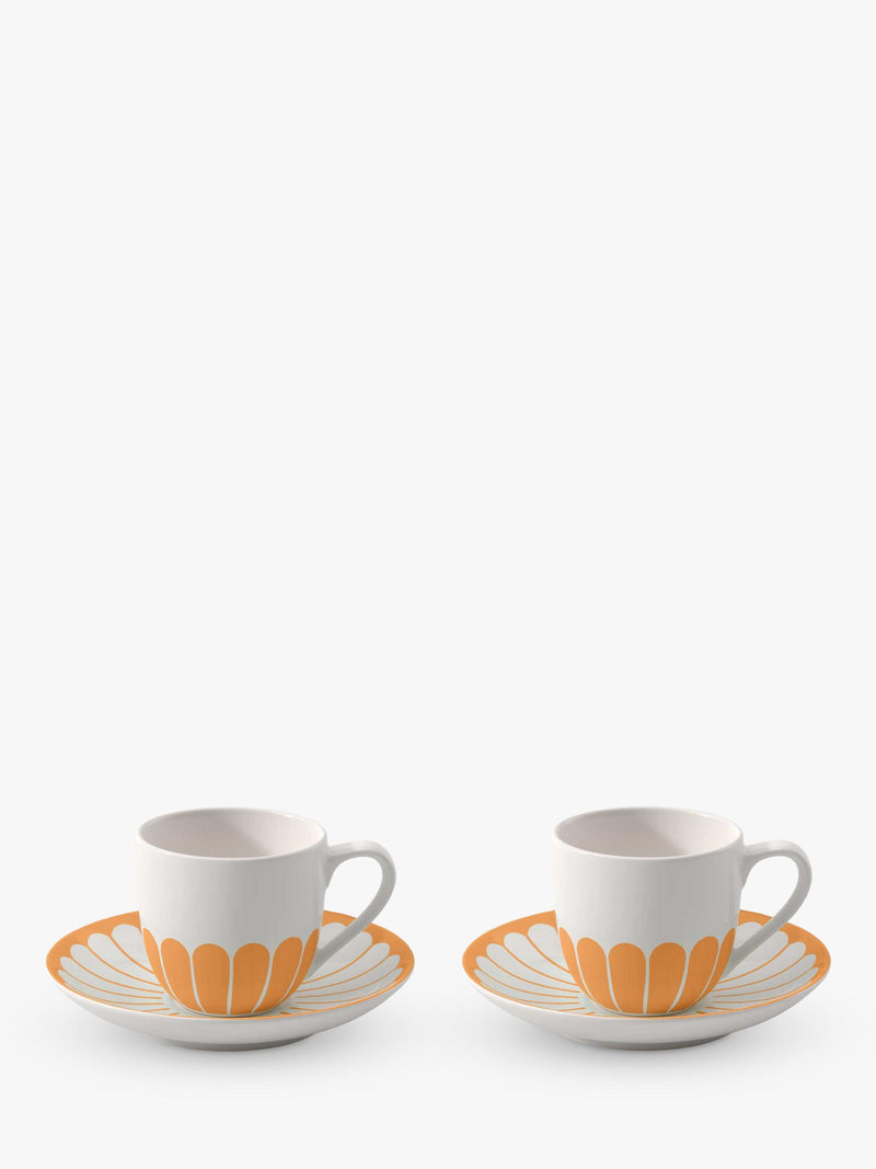 Villeroy & Boch porcelain espresso cup and saucer set, Fleur floral pattern, 70ml, set of two (British brand)