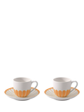 Villeroy & Boch porcelain espresso cup and saucer set, Fleur floral pattern, 70ml, set of two (British brand)