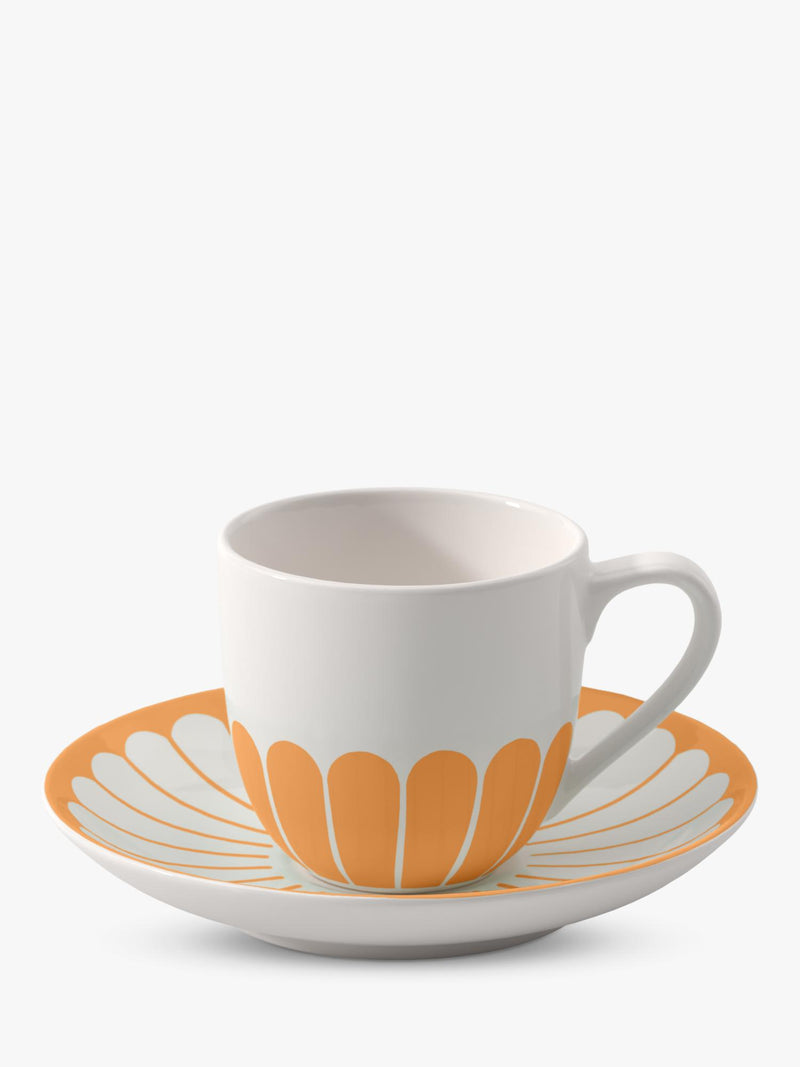 Villeroy & Boch porcelain espresso cup and saucer set, Fleur floral pattern, 70ml, set of two (British brand)