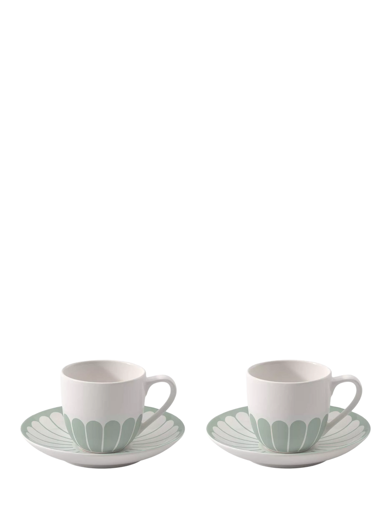 Villeroy & Boch porcelain espresso cup and saucer set with floral design, 70ml, set of two (British brand)