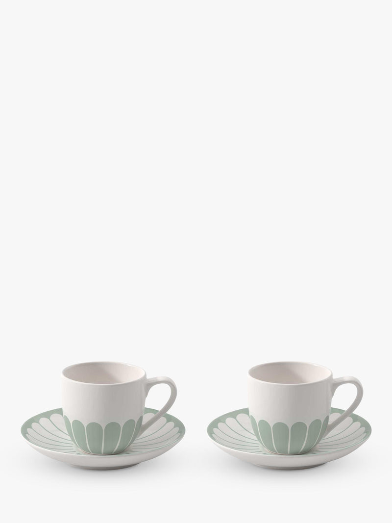 Villeroy & Boch porcelain espresso cup and saucer set with floral design, 70ml, set of two (British brand)