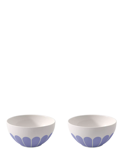 Porzellan-Müsli-Schüssel-Set für 2 Personen mit floralem Muster, 14 cm, Bleu