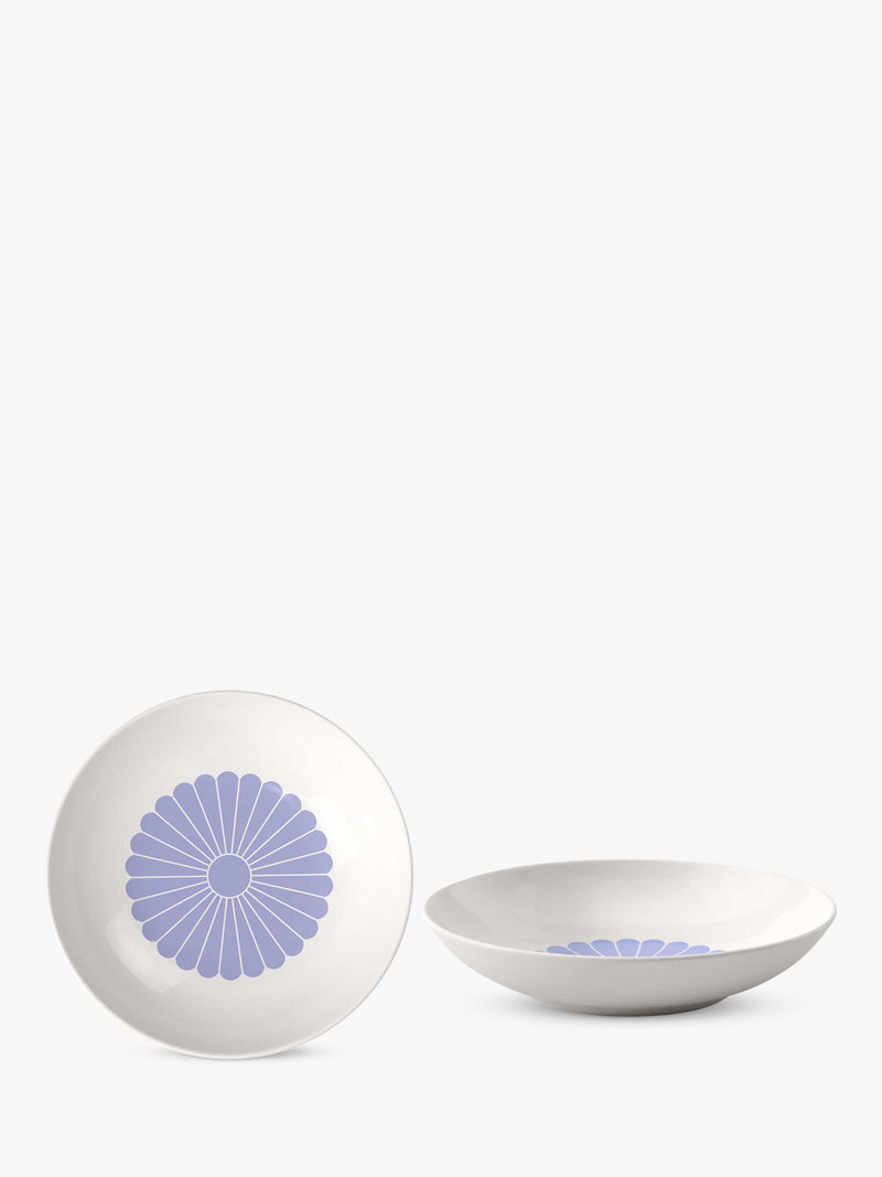 Villeroy & Boch porcelain pasta bowl set of 2, 24cm blue floral pattern (British brand)