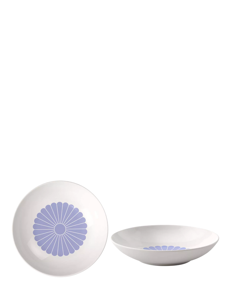 Villeroy & Boch porcelain pasta bowl set of 2, 24cm blue floral pattern (British brand)