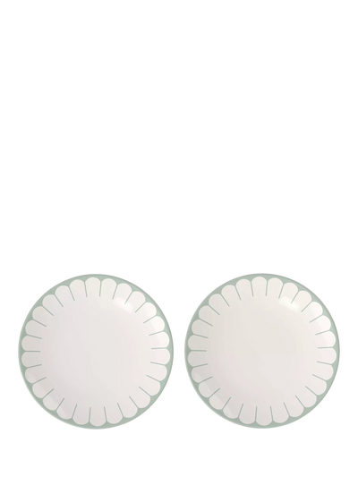 John Lewis Floral Porcelain Dinner Plate Set, 2 Pieces, 26cm, Green- Buy online at McGrocer