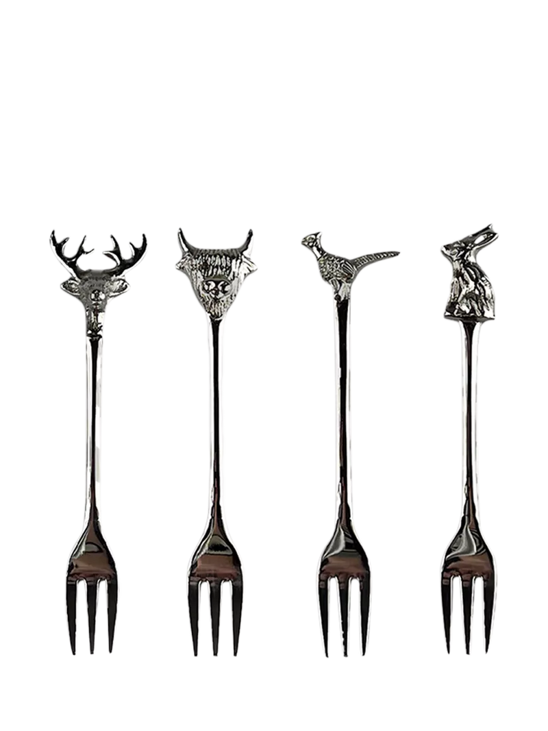 Selbrae House Country Animals pastry forks set of 4 (British brand)