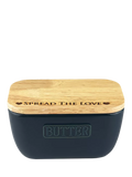 Selbrae House oak and ceramic butter dish blue - UK version
