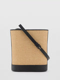 Mango Coin medium raffia bucket bag black (British brand)