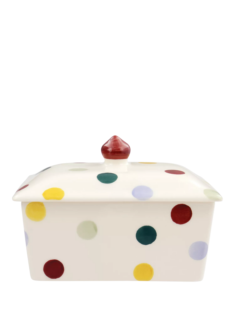 Emma Bridgewater Polka Dot earthenware butter dish, UK version