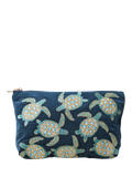 Elizabeth Scarlett navy cotton zip pouch with turtle embroidery - British product