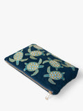 Elizabeth Scarlett navy cotton zip pouch with turtle embroidery - British product