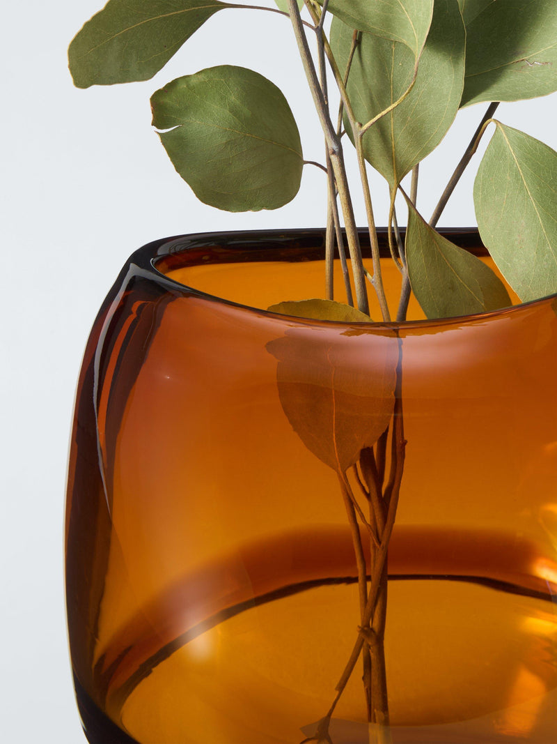 John Lewis glass vase amber H16cm, imported from the UK
