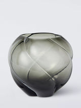John Lewis John Lewis Twist Optic Glass Vase Grey 16cm- Buy online at McGrocer