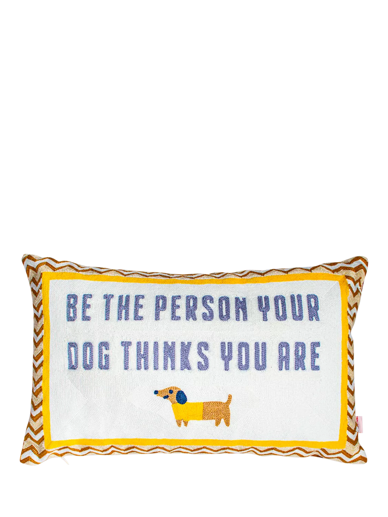 The Pillow Drop dachshund typography cushion 30x50cm (British brand)