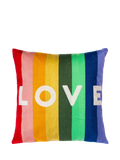 The Pillow Drop love cushion rainbow design, imported from the UK