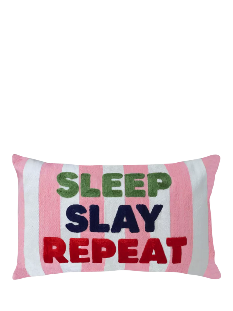 The Pillow Drop Sleep Slay Repeat cushion 30x50cm - British product