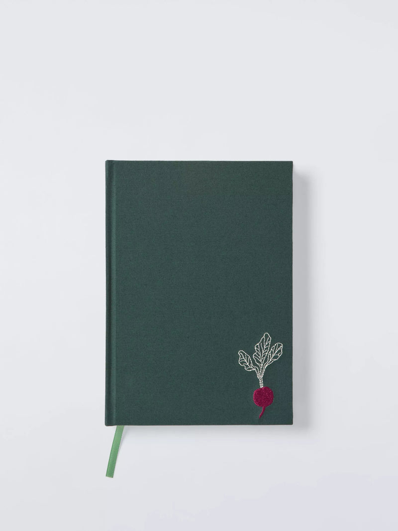 John Lewis X Deliciously Ella A5 embroidered cover notebook green, UK version