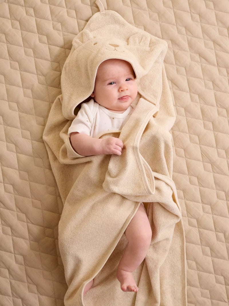 Purebaby hooded bear towel wheat melange, imported from the UK