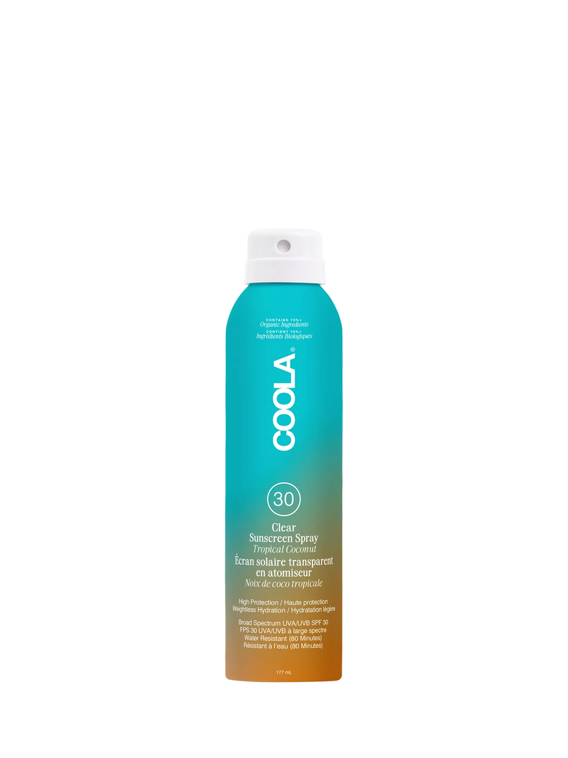 COOLA clear sunscreen spray SPF 30 tropical coconut 177ml, UK version