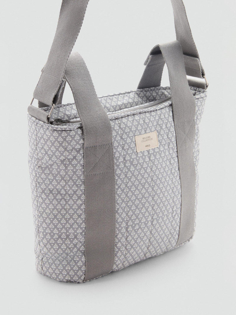 Mango floral cotton maternity shoulder bag in grey - British product