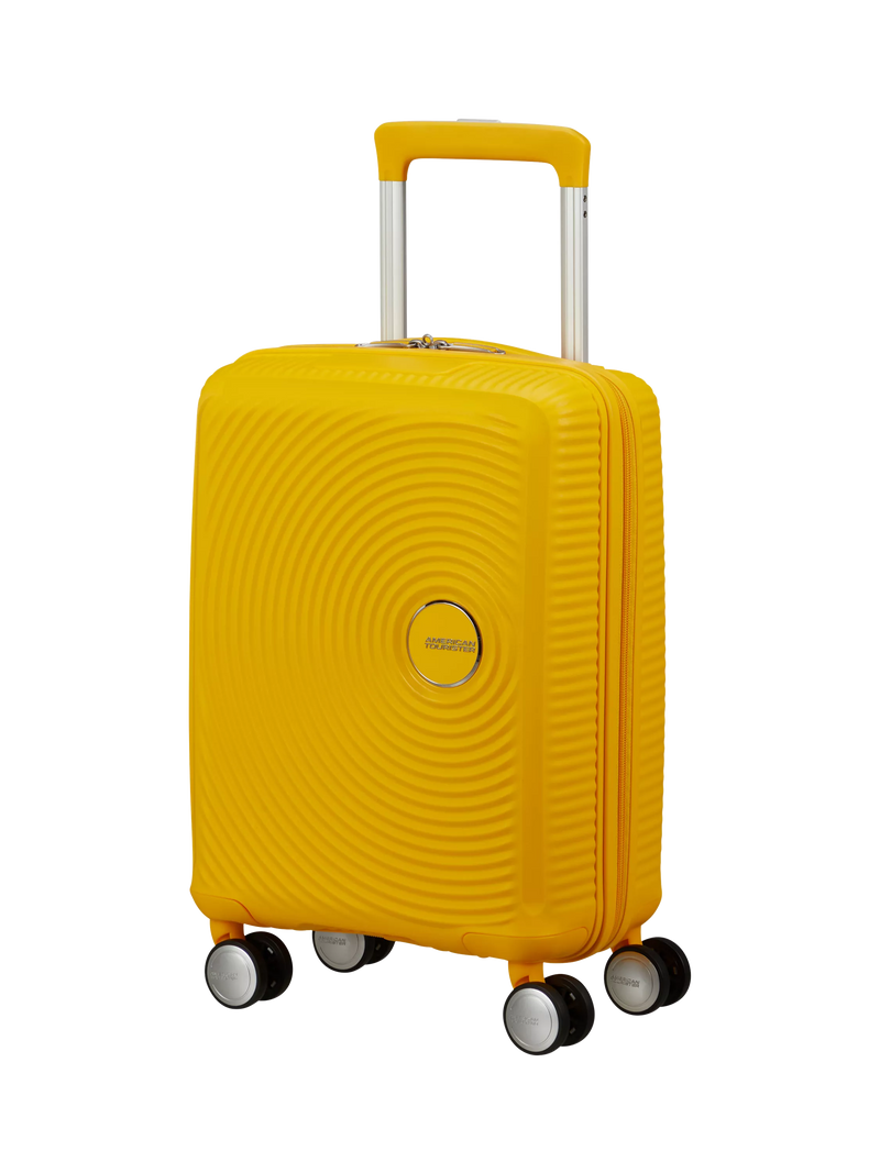 American Tourister SoundBox Mini 4-Wheel Spinner 47cm Cabin Case, Golden Yellow