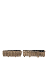 John Lewis Pacific Kubu Rattan Indoor/Outdoor Trough Planter Set of 2, Brown- Buy online at McGrocer