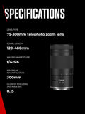 Canon telephoto zoom lens F4-5.6 75-300mm (British brand)