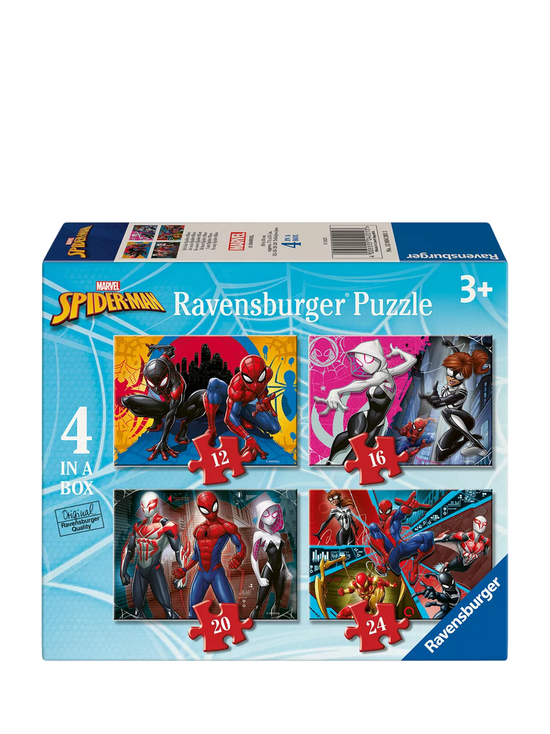 Ravensburger Spiderman 4-in-a-Box puzzle set, imported from the UK