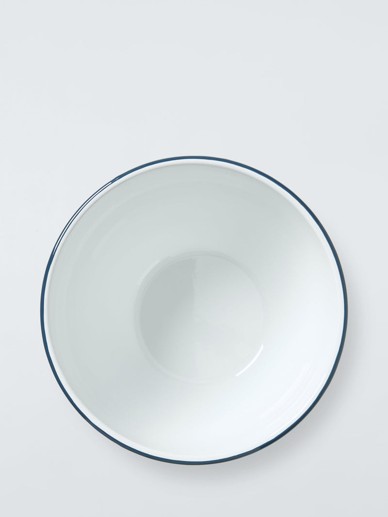 John Lewis enamel mixing bowl white blue 24cm, imported from the UK