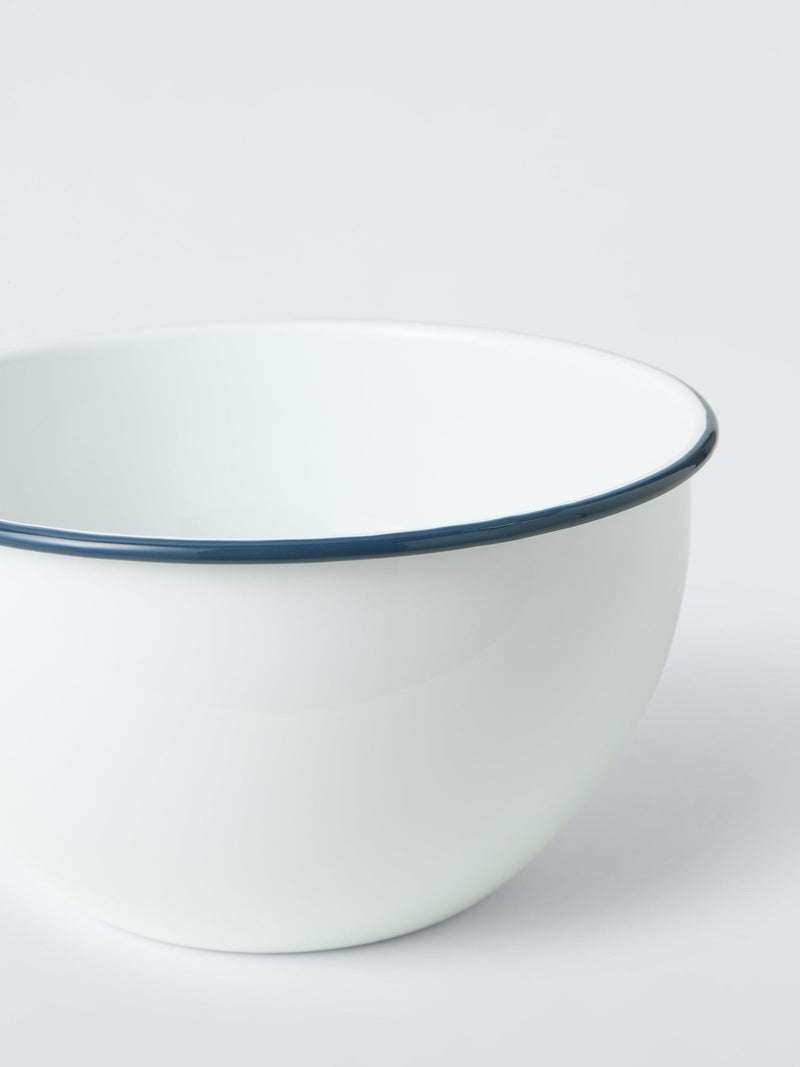 John Lewis enamel mixing bowl white blue 24cm, imported from the UK