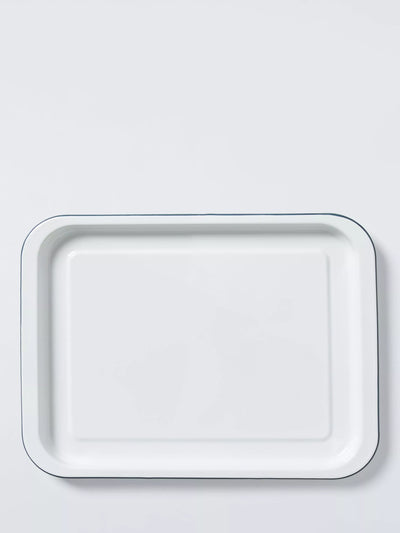 John Lewis John Lewis Enamel Baking Tray 38cm White/Blue- Buy online at McGrocer