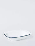 John Lewis enamel pie dish 26cm white blue, imported from the UK