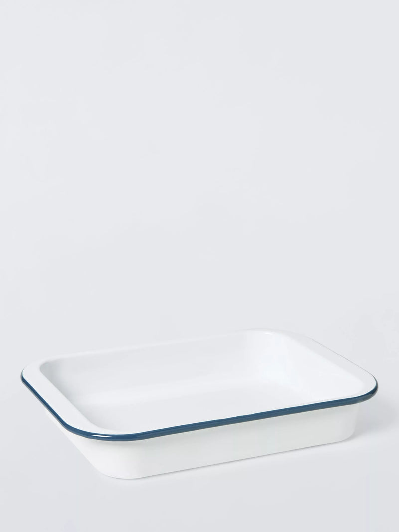 John Lewis enamel roaster 35cm white blue (British brand)