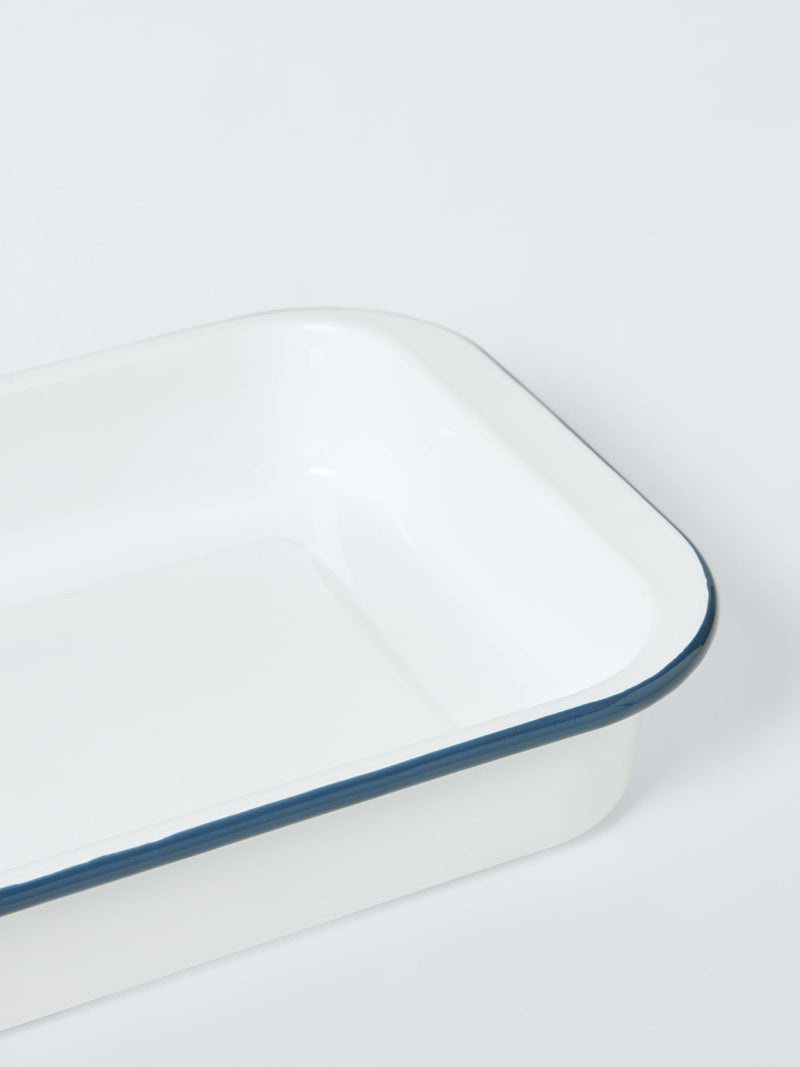 John Lewis enamel roaster 35cm white blue (British brand)