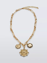 John Lewis John Lewis Multi-Charm Link Chain Necklace Gold 42cm- Buy online at McGrocer