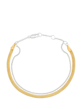 John Lewis Estella Bartlett Waterproof Multirow Herringbone Chain Bracelet, Silver/Gold, 18cm- Buy online at McGrocer