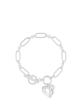 John Lewis Estella Bartlett Oversized Waterproof Molten Heart Bracelet, Silver, 18cm- Buy online at McGrocer