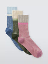 John Lewis John Lewis Ribbed Sparkle Ankle Socks, Pack of 3, Multi- Buy online at McGrocer