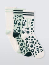 John Lewis John Lewis Animal Print Alphabet Ankle Socks, Pack of 3, Green/Multi- Buy online at McGrocer